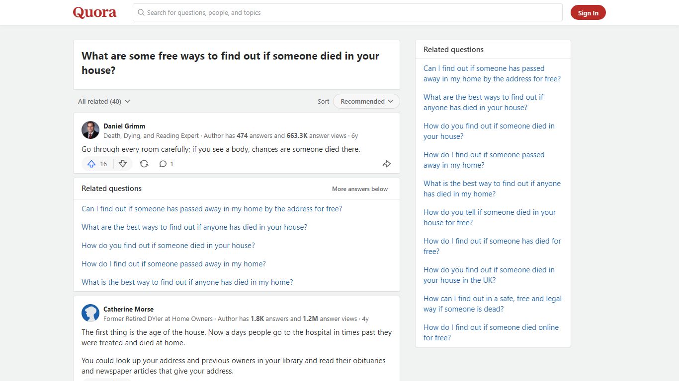 What are some free ways to find out if someone died in your house ...